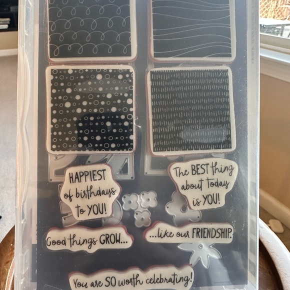 Stampin Up! Cling Stamp Set “All Squared Away” 1 set of 9 stamps. - Picture 3 of 7